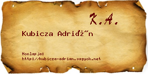 Kubicza Adrián névjegykártya