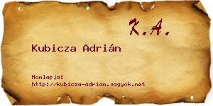 Kubicza Adrián névjegykártya
